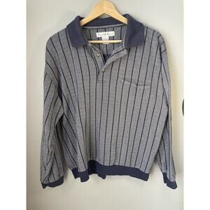 Men’s‎ Size Large Vintage Tribute Collared Sweater navy stripped